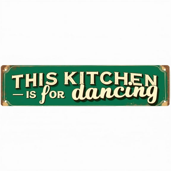 Decorative Tin Sign - 16*4 Inch "THIS KITCHEN is for dancing" Funny Kitchen Design for Kitchen, Dining Room, Patio - Tin Signs, Ideal for Retro Kitchen Decor, Funny Room Decor, Kitchen Signs
