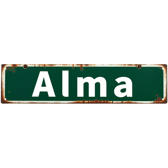 Decorative Tin Sign 16*4 Inches - Alma Vintage Street Sign - Great for Teen Room, Living Room, Yard - Includes beach room decor for teen girls, living room decor, yard signs