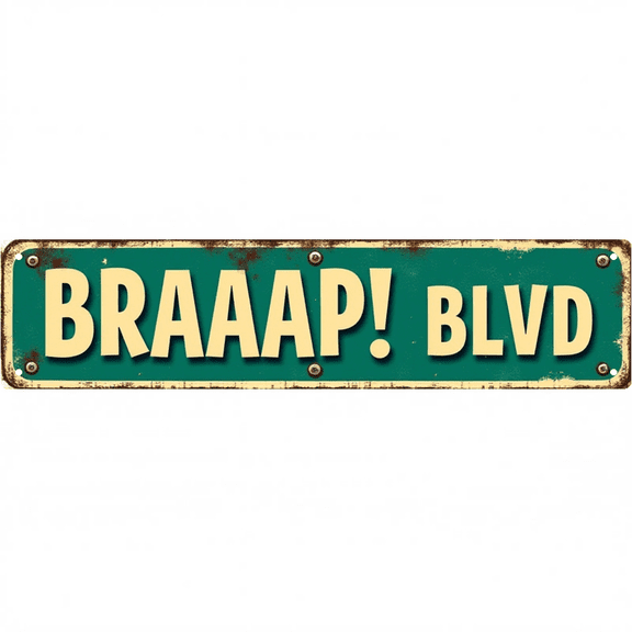 Decorative Tin Sign 16*4 Inches BRAAAP BLVD Metal Plaque for Garage Man Cave Outdoor Signs Grunge Room Decor Vintage Room Decor