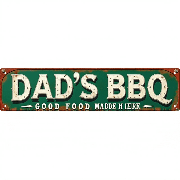 Decorative Tin Sign 16*4 Inches "Dad's BBQ" Backyard, Patio, Kitchen Dad's BBQ Theme, Snack Bar Decor, Retro Kitchen Decor