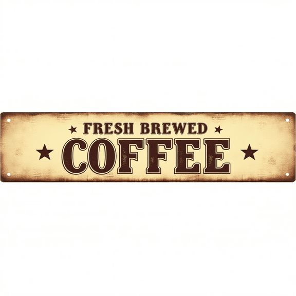 Decorative Tin Sign 16*4 Inches Fresh Brewed Coffee For Kitchen, Coffee Bar, Patio | Coffee Bar Decor, Kitchen Signs, Outdoor Sign