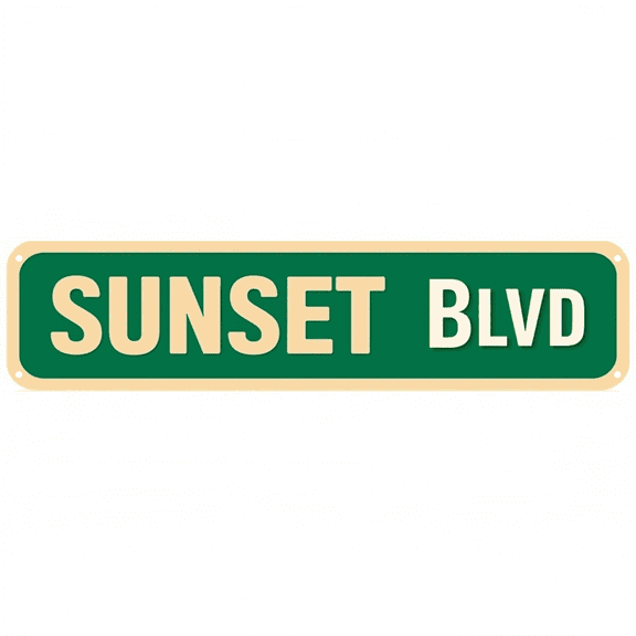 Decorative Tin Sign 16*4 Inches - Great for P"Sunset Blvd" atio, Bedroom, Living Room - Beach Theme Decor, Street Signs for Bedroom, Outdoor Signs with Coastal Sunset Style