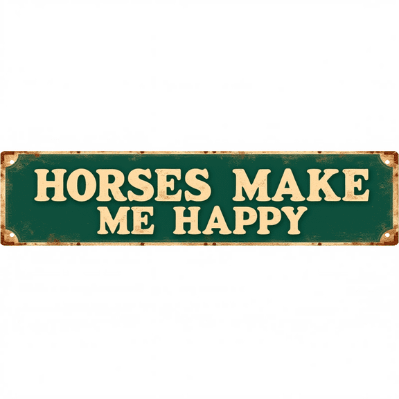 Decorative Tin Sign 16*4 Inches Horses Make Me Happy For Stable, Garage, Patio | Equestrian Decor, Garage Decor, Outdoor Sign
