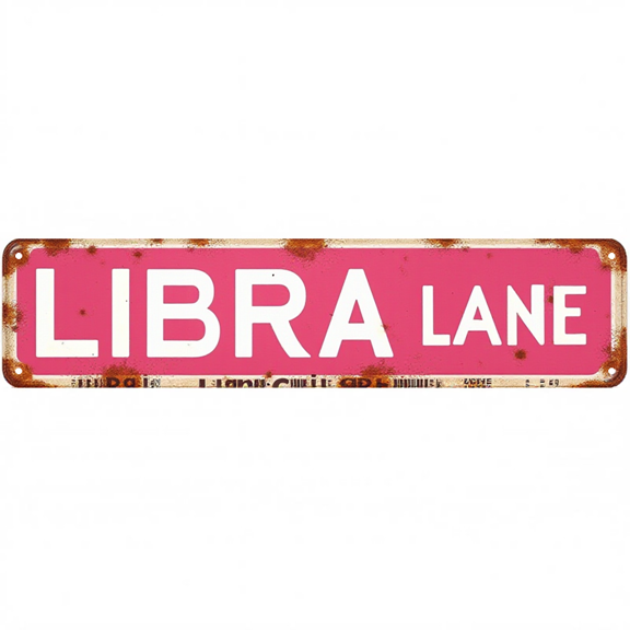 Decorative Tin Sign 16*4 Inches "Libra Lane" Bedroom, Living Room, Patio Libra Lane Theme, Hippie Decor, Vintage Decor for Home