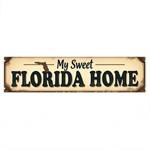 Decorative Tin Sign 16*4 Inches My Sweet Florida Home For Bedroom, Living Room, Patio | Inspirational Decor, Indie Room Decor, Outdoor Sign