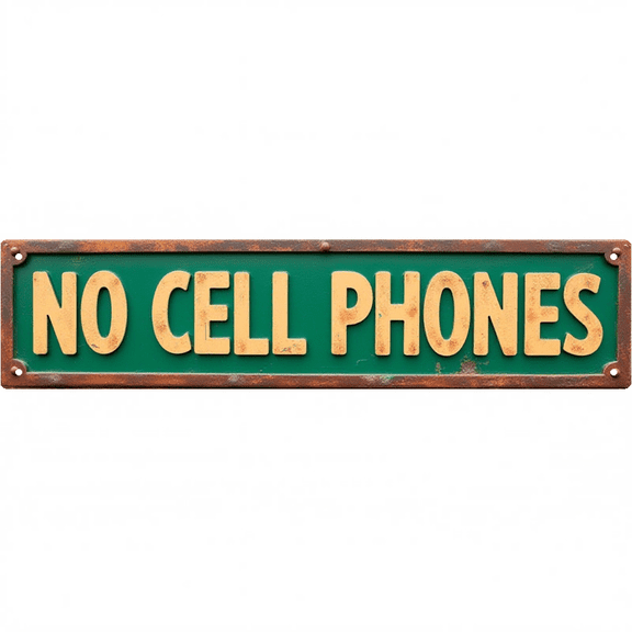 Decorative Tin Sign 16*4 Inches No Cell Phones Graphic - Ideal for Bedroom Office Living Room - Features tin signs funny room decor outdoor sign