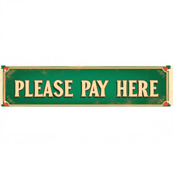 Decorative Tin Sign 16*4 Inches Please Pay Here For Shop, Garage, Patio | Business Decor, Outdoor Sign, Patio Signs