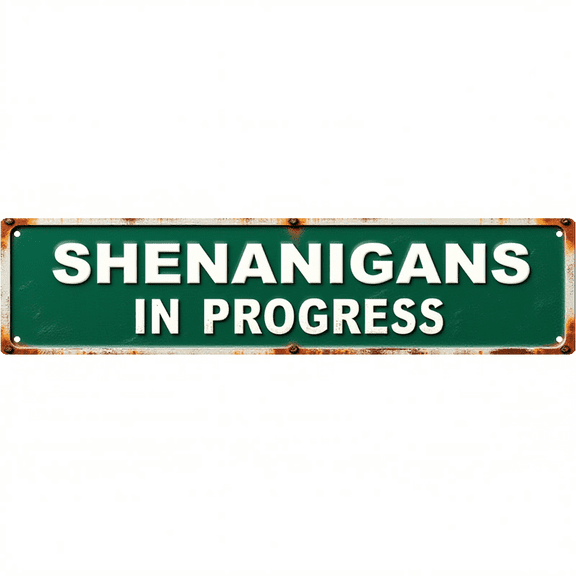 Decorative Tin Sign 16*4 Inches –Shenanigans in Progress For Living Room, Man Cave, Patio | Funny Room Decor, Man Cave Decor, Outdoor Sign
