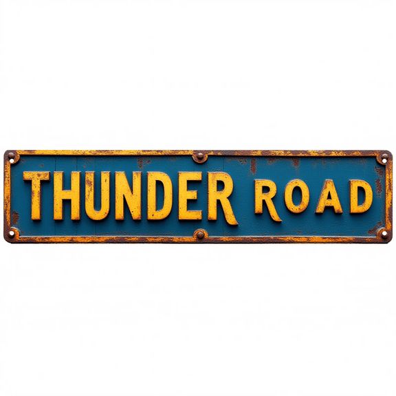 Decorative Tin Sign 16*4 Inches "Thunder Road" Garage, Bedroom, Patio Thunder Road Theme, Man Cave Decor, Garage Decor
