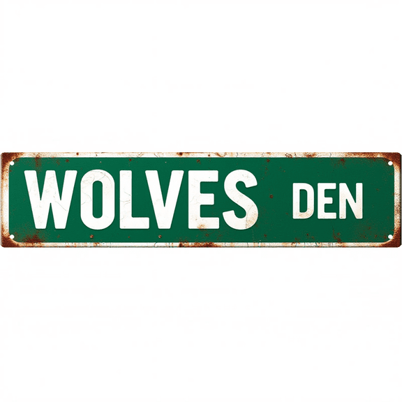 Decorative Tin Sign 16*4 Inches Wolves Den Wildlife Graphic - Ideal for Bedroom Garage Man Cave - Includes tin signs wildlife decor man cave decor