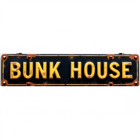 Decorative Tin Sign 16*4 Inches for Backyard,"Bunk House" Ranch, Patio - Bunk House Farm Decor