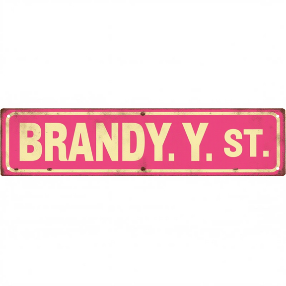 Decorative Tin Sign 16*4 Inches for Bedroom,"Brandy.Y. St" Garage, Backyard - Vintage Brandy Y. St. Decor