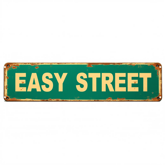 Decorative Tin Sign 16*4 Inches for Bedroom,"Easy Street" Living Room, Patio - Easy Street Vintage Decor