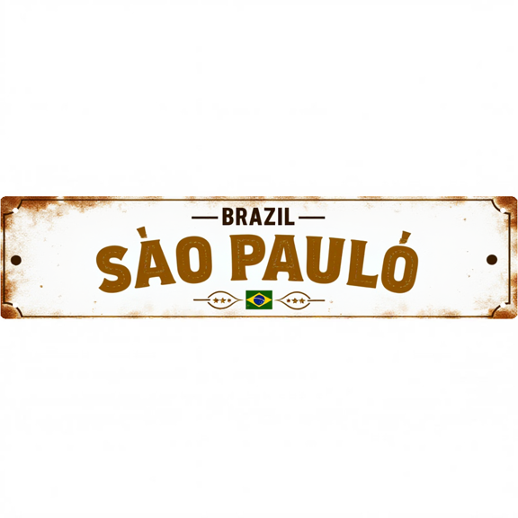 Decorative Tin Sign 16*4 Inches for Bedroom,"So Paulo Brazil" Living Room, Backyard - Brazil Sao Paulo Global Decor