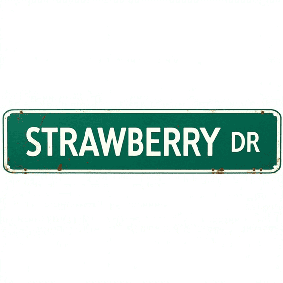 Decorative Tin Sign 16*4 Inches for Bedroom,"Strawberry Dr" Kitchen, Backyard - Vintage Strawberry DR Decor