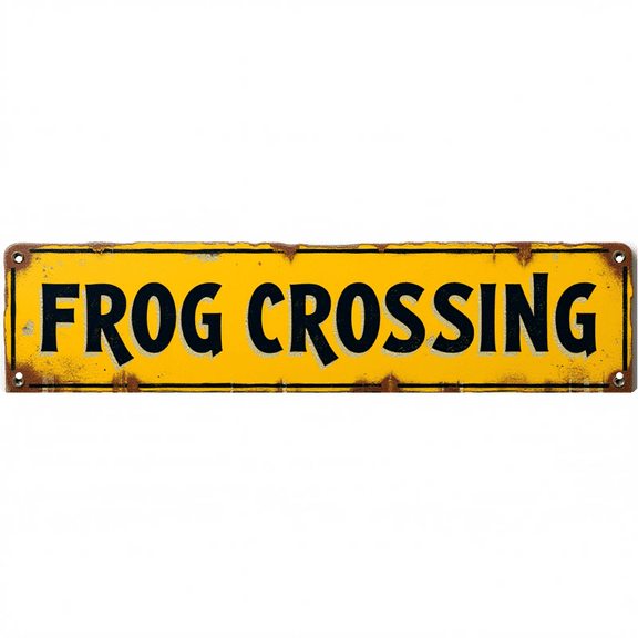 Decorative Tin Sign 16*4 Inches for Garden, P"Frog Crossing" atio, Pond Area - Frog Crossing Decor