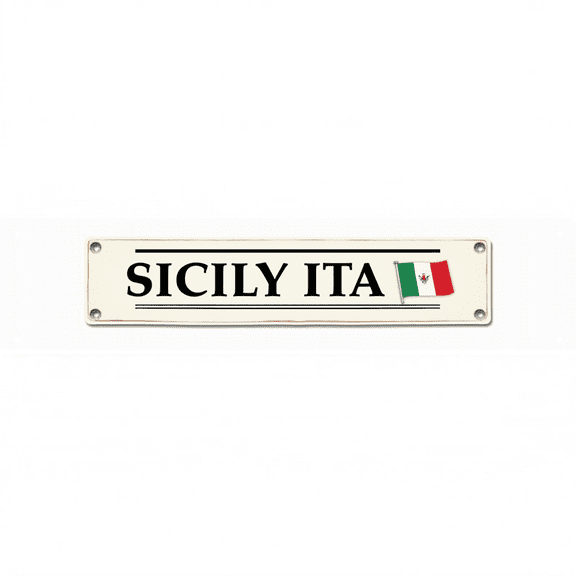 Decorative Tin Sign 16*4 Inches for Kitchen,"Sicily Italy" Dining Room, Patio - Add Bacon Funny Food Decor