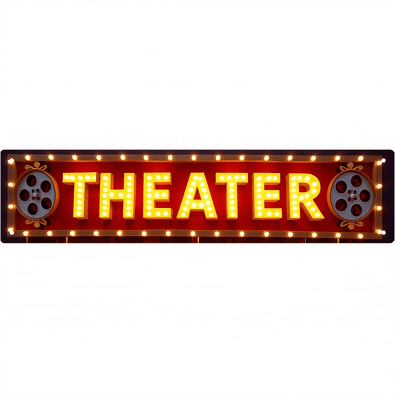 Decorative Tin Sign 16*4 Inches for Movie Roo"Theater" m, Living Room, Bedroom - Vintage Theater Decor