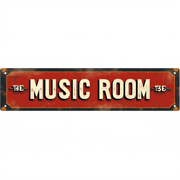 Decorative Tin Sign 16x4 Inch 3 Music Room BE Design - Perfect for Music Decor, Vintage Studio Decor, Outdoor Signs Bedroom Studio Patio