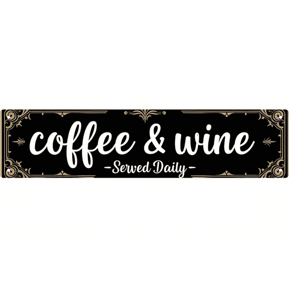 Decorative Tin Sign 16x4 Inch Coffee & Wine Design - Ideal for Kitchen Decor, Bar Decor, Vintage Beverage Wall Art