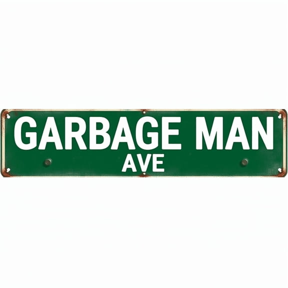 Decorative Tin Sign 16x4 Inch Garbage Man AVE Design - Perfect for Vintage Trade Decor, Outdoor Signs, Unique Wall Art Garage