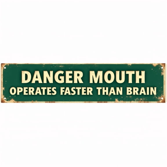 Decorative Tin Sign 16x4 Inch Grants Pass OR Operates Faster Than Brain Design - Great for Funny Room Decor, Travel Decor, Vintage Wall Art
