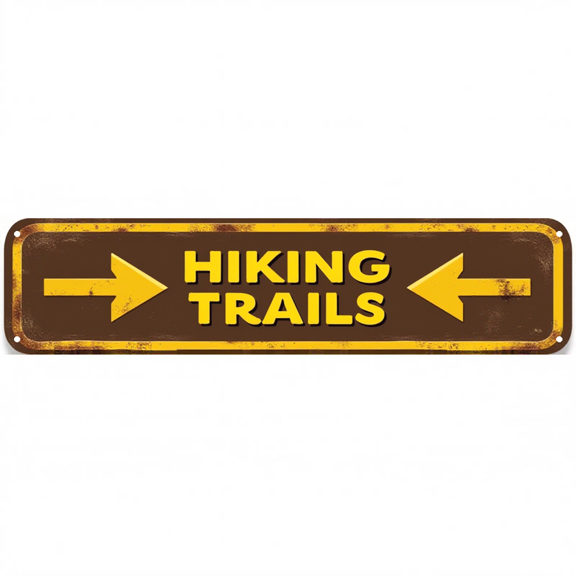 Decorative Tin Sign 16x4 Inch Hiking Trails Design - Ideal for Outdoor Decor, Vintage Hiking Decor, Outdoor Signs Backyard Patio