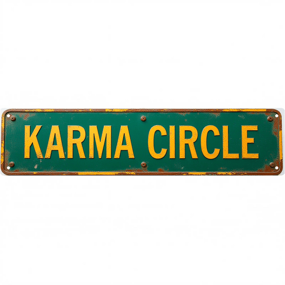 Decorative Tin Sign 16x4 Inch Karma Circle Design - Perfect for Hippie Decor, Trippy Room Decor, Indoor Wall Art Bedroom