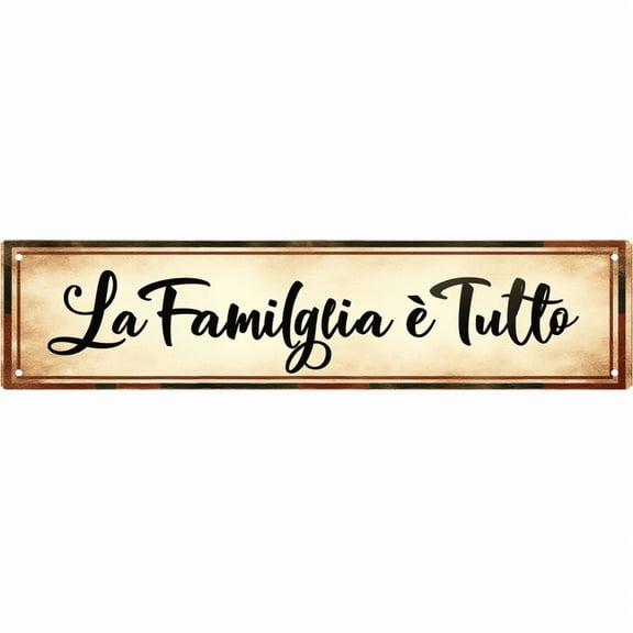 Decorative Tin Sign 16x4 Inch Lo Family Jia E Tutto Design - Perfect for Family Wall Decor, Vintage Family Decor, Outdoor Signs Living Room