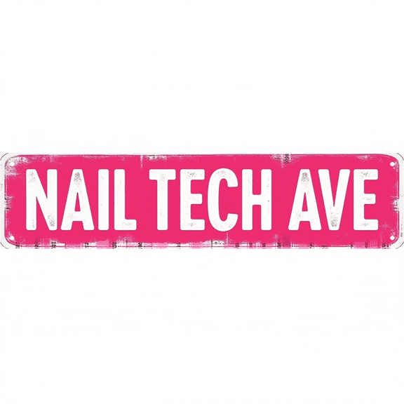 Decorative Tin Sign 16x4 Inch Nail Tech AVE Design - Great for Salon Decor, Vintage Professional Decor, Outdoor Signs Studio Bedroom