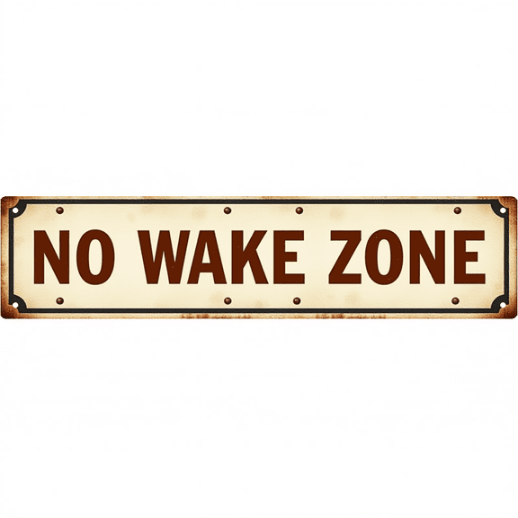 Decorative Tin Sign 16x4 Inch No Wake Zone Design - Ideal for Pool Signs, Outdoor Decor, Vintage Poolside Decor Backyard Accents Patio Signs