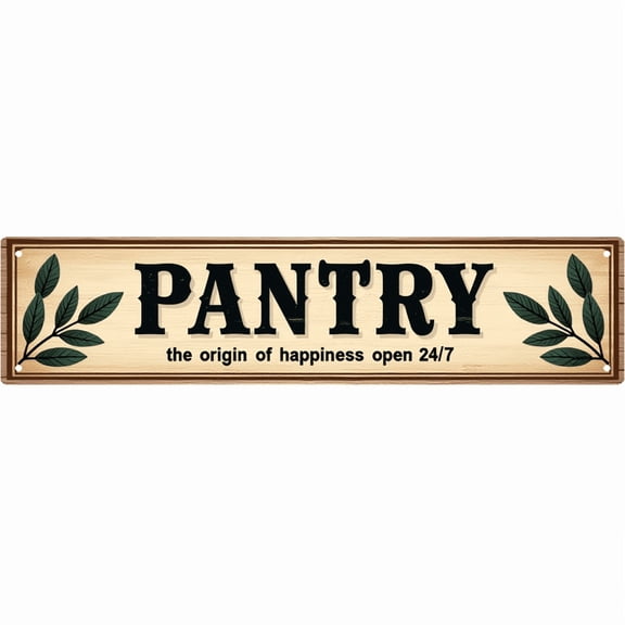 Decorative Tin Sign 16x4 Inch Pantry Open Design - Great for Kitchen Decor, Vintage Pantry Decor, Indoor Wall Art Dining Room