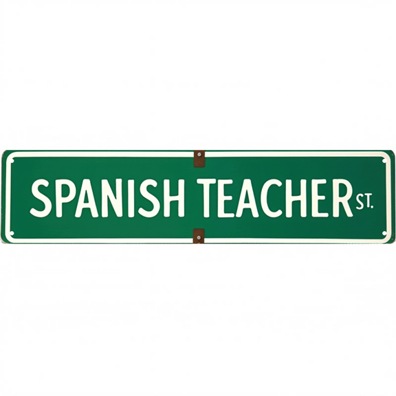 Decorative Tin Sign 16x4 Inch Spanish Teachers Design - Great for Professional Decor, Vintage School Decor, Outdoor Signs Classroom Office