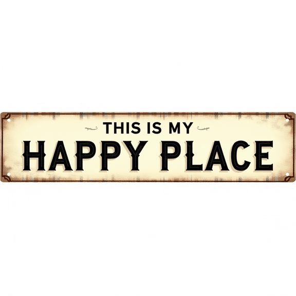 Decorative Tin Sign 16x4 Inch This Is My Happy Place Design - Ideal for Living Room Decor, Vintage Home Decor, Cozy Wall Art