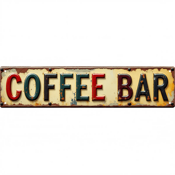 Decorative Tin Sign 16x4 Inches - COFFEE BAR Cafe Design - Suitable for Kitchen, Patio, Home Bar - Kitchen Signs, Vintage Decor, Bar Decorations for Home