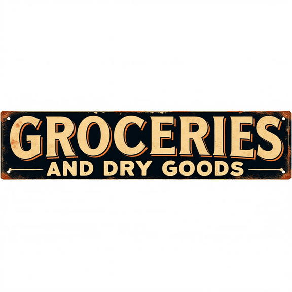 Decorative Tin Sign 16x4 Inches GROCERIES AND DRY GOODS Design - Vintage Home Decor, Kitchen Signs, Outdoor Sign for Kitchen, Garage, Small Store