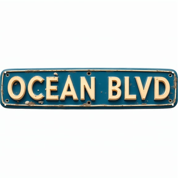 Decorative Tin Sign 16x4 Inches - OCEAN BLVD Coastal Design - Suitable for Beach House, Patio, Backyard - Beachy Decor, Vintage Decor, Outdoor Signs