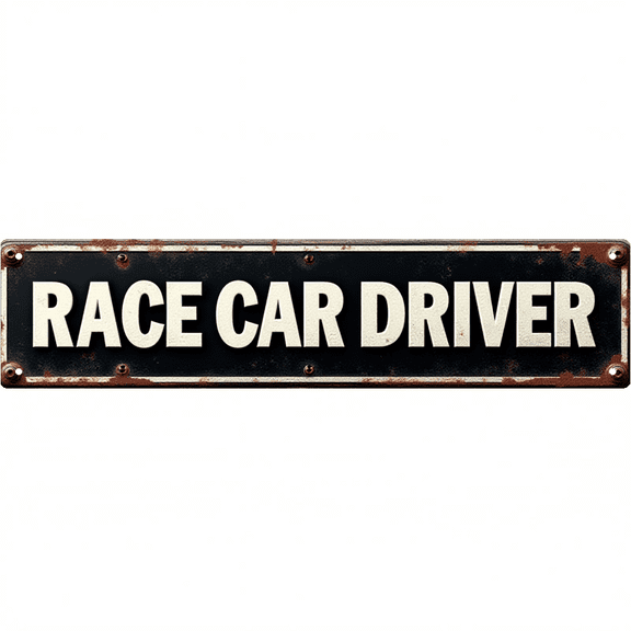 Decorative Tin Sign 16x4 Inches RACE CAR DRIVER Design - Cool Posters, Man Cave Decor, Garage Decor for Garage, Game Room, Bedroom
