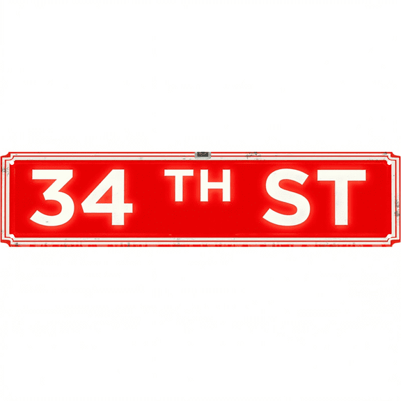 Decorative Tin Signs 16*4 Inches 34th St New York Themed Design for Bedroom, Living Room, Patio | Street Signs for Bedroom, Vintage Decor for Home, Outdoor Sign