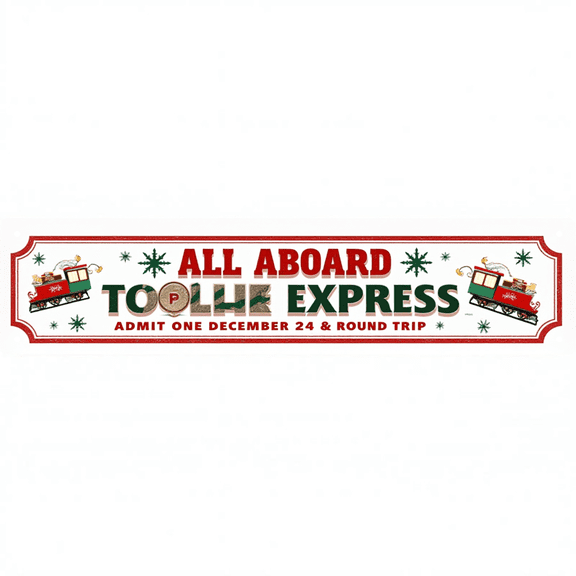 Decorative Tin Signs 16*4 Inches "All Aboard Toolie Express" Perfect for Kids' Room, Playroom, Garage Funny Room Decor, Unique Wall Decor, Indie Room Decor