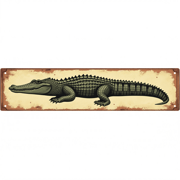 Decorative Tin Signs 16*4 Inches "Alligator" Ideal for Bedroom, Living Room, Office Vintage Room Decor, Unique Wall Decor, Cool Stuff for Your Room