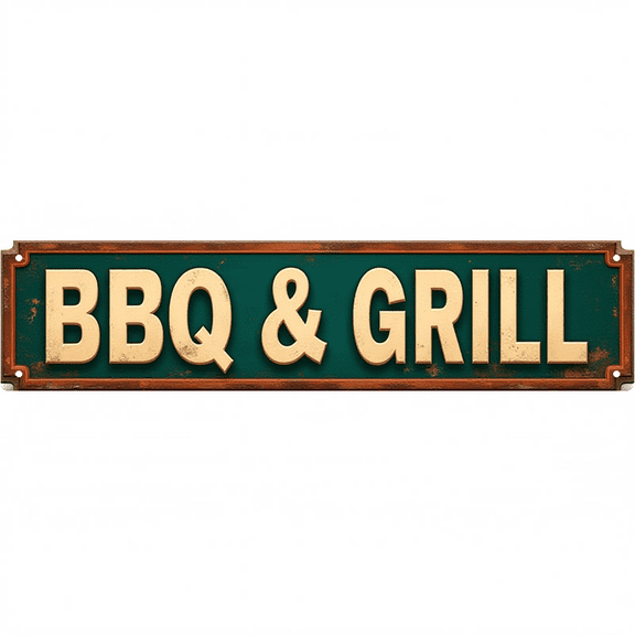 Decorative Tin Signs 16*4 Inches BBQ & Grill Themed Design for Backyard, Patio, Man Cave | Bar Decorations for Home, Outdoor Sign, Retro Kitchen Decor