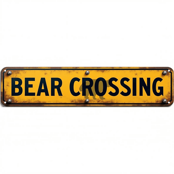 Decorative Tin Signs 16*4 Inches Bear Crossing Wildlife Design for Backyard, Cabin, Patio | Vintage Garden Decor, Outdoor Sign, Unique Wall Decor