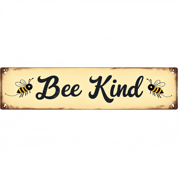 Decorative Tin Signs 16*4 Inches "Bee Kind" Bee-Themed Design for Garden, Kitchen, Bedroom | Herb Garden Signs, Vintage Garden Decor, Outdoor Sign
