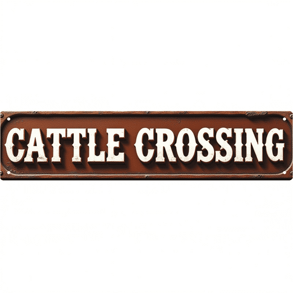 Decorative Tin Signs 16*4 Inches Cattle Crossing Rural Themed Design for Backyard, Ranch, Patio | Vintage Garden Decor, Outdoor Sign, Vintage Decor for Home