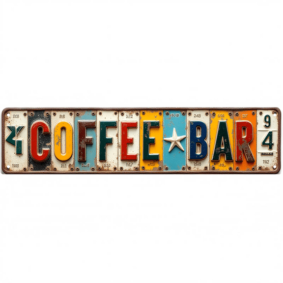 Decorative Tin Signs 16*4 Inches "Coffee Bar" Retro Kitchen Decor, Vintage Bar Decor, Kitchen Signs Ideal for Kitchen, Home Bar, Living Room