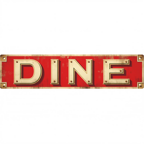 Decorative Tin Signs 16*4 Inches "DINE" Themed Design for Dining Room, Kitchen, Patio | Retro Kitchen Decor, Kitchen Signs, Family Sign