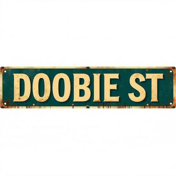 Decorative Tin Signs 16*4 Inches Doobie St. Street Sign Style for Bedroom, Man Cave, Patio | Street Signs for Bedroom, Weed Accessories, Vintage Decor for Home