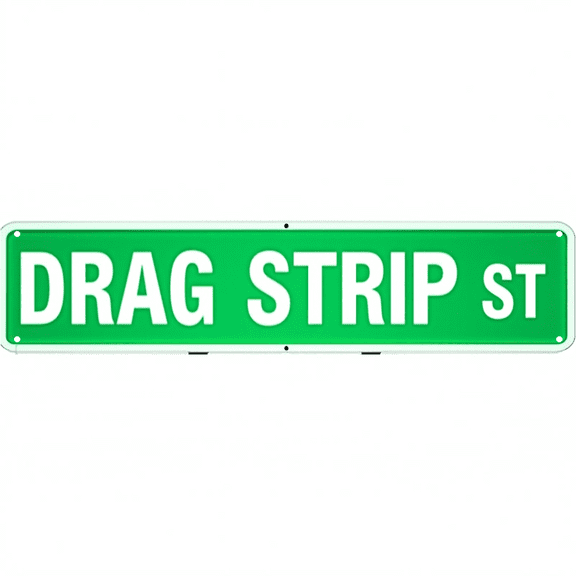 Decorative Tin Signs 16*4 Inches "Drag Strip St" Edgy Drag Strip St Decor for Man Cave Garage Patio