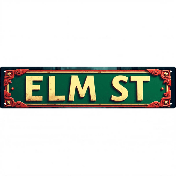Decorative Tin Signs 16*4 Inches "Elm St" Vintage Bedroom Decor, Retro Kitchen Decor, Family Sign Ideal for Kitchen, Bedroom, Porch